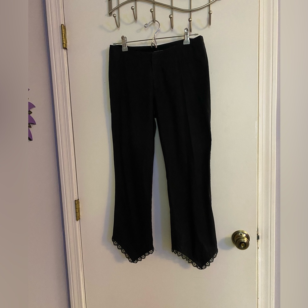 Vintage Y2K  Black Pants with Lace Trim